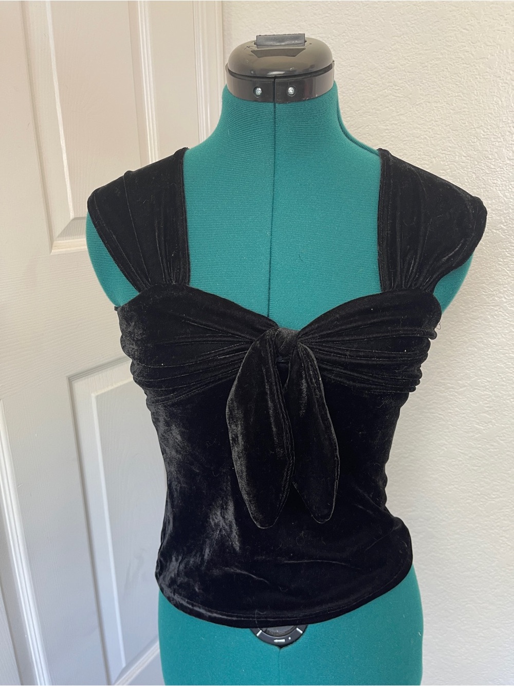 Indigo Black Velvet Tie-Front Camisole